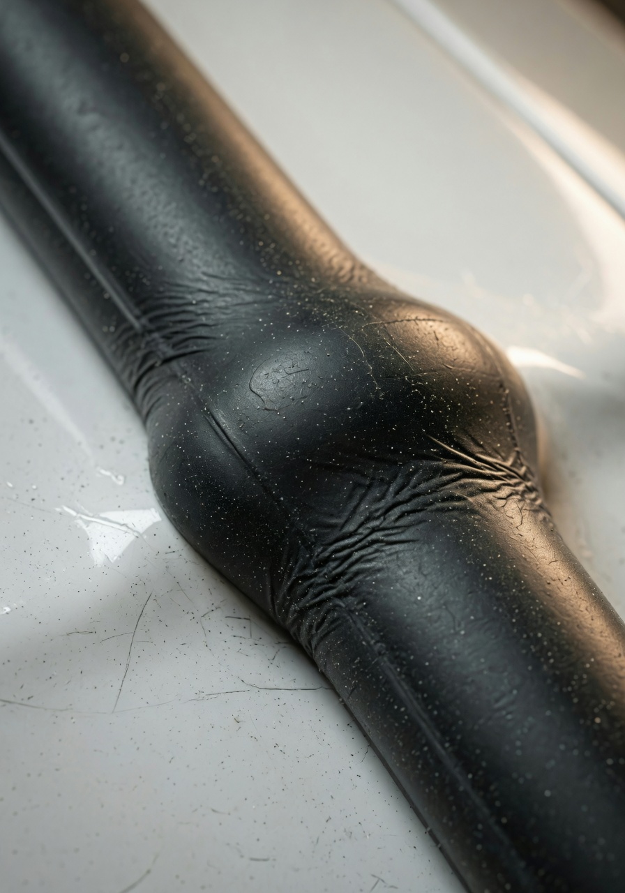 Extreme close-up 8K image of EPDM rubber garage door weather stripping, showing detailed texture, flexibility, and how it compresses against a surface, studio lighting with shallow depth of field